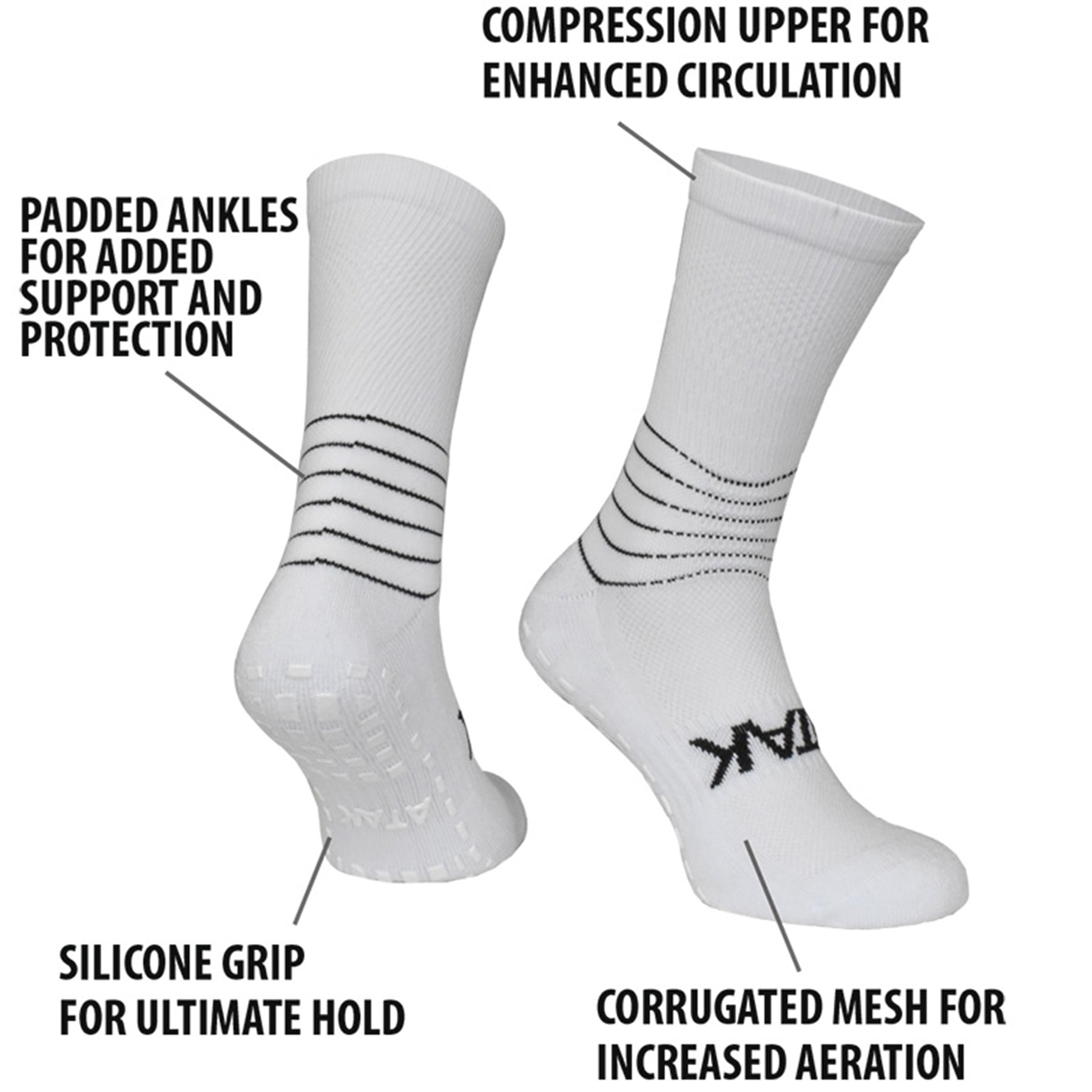 Atak C-Grip Socks: White