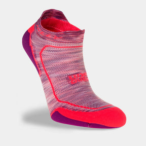 Hilly Womens Active Socklet Min: Hot Coral/Grape Juice