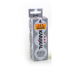 Karakal 3 Star Table Tennis Balls 3pk: Orange