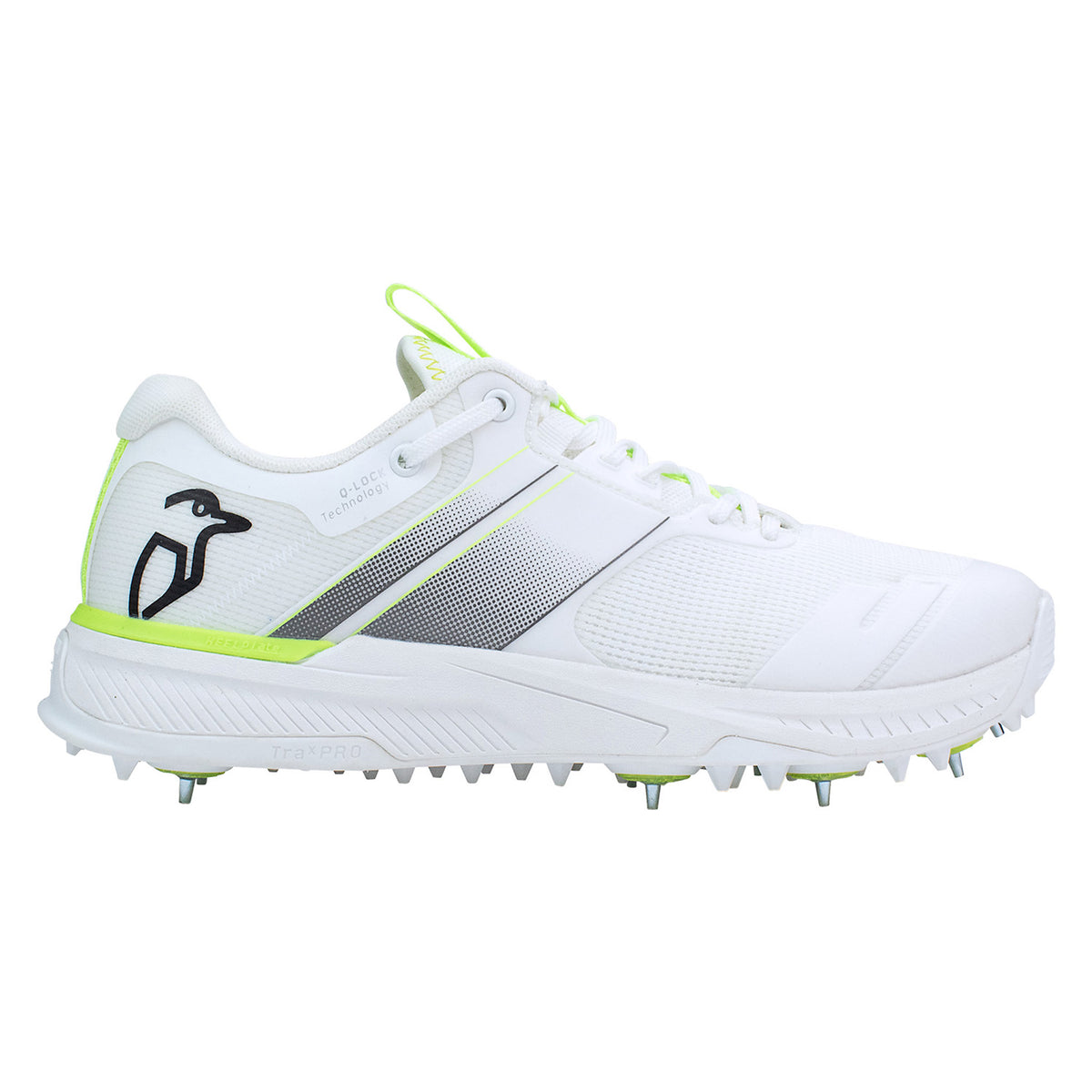 Kookaburra KC Players Spike Cricket Shoes: White/Lime