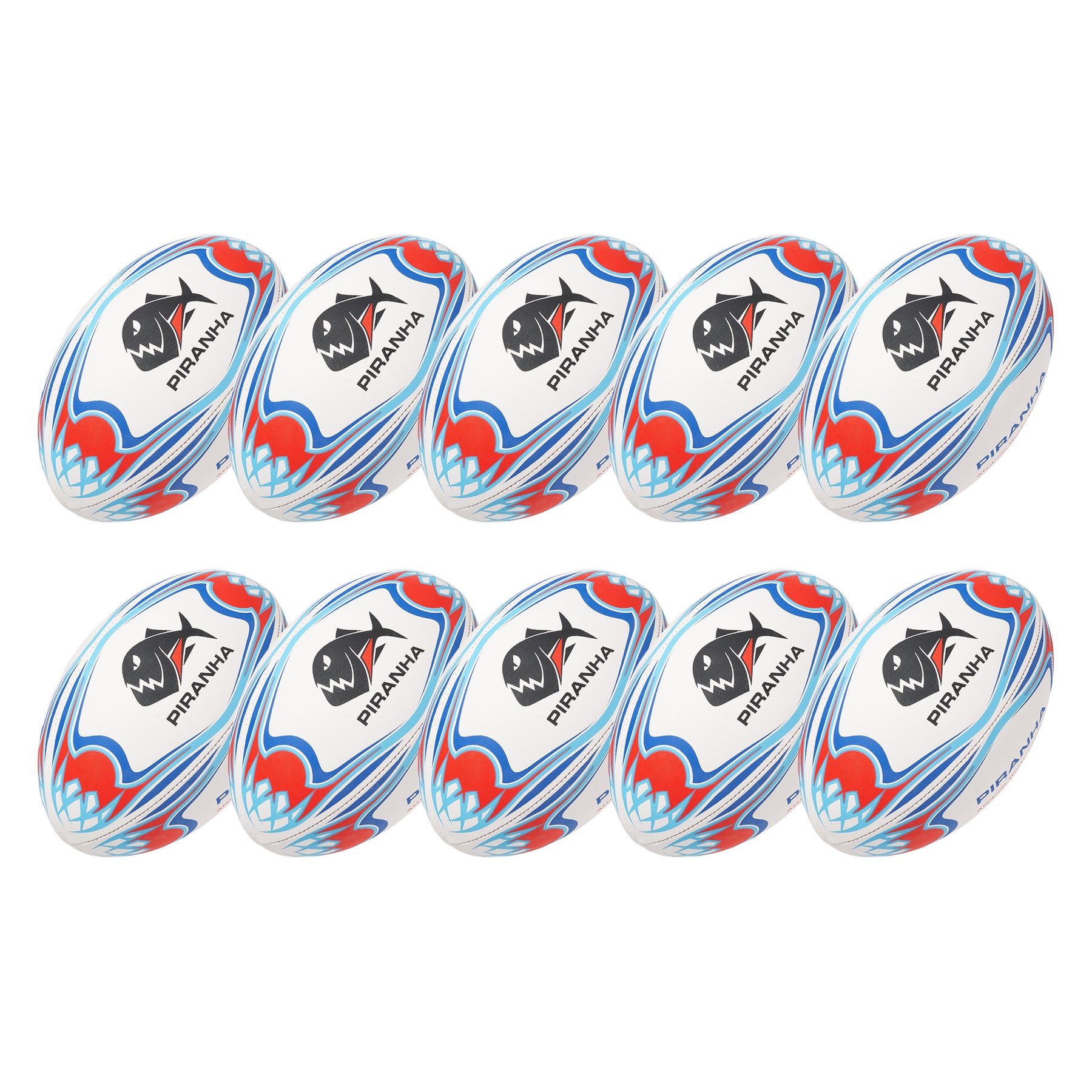 Piranha Cariba Rugby Ball Size 5 (Pack of 10)