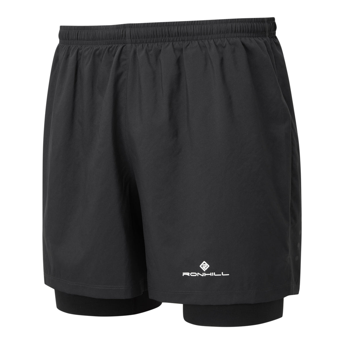 Ronhill Mens Core Twin Shorts: Black/Bright White
