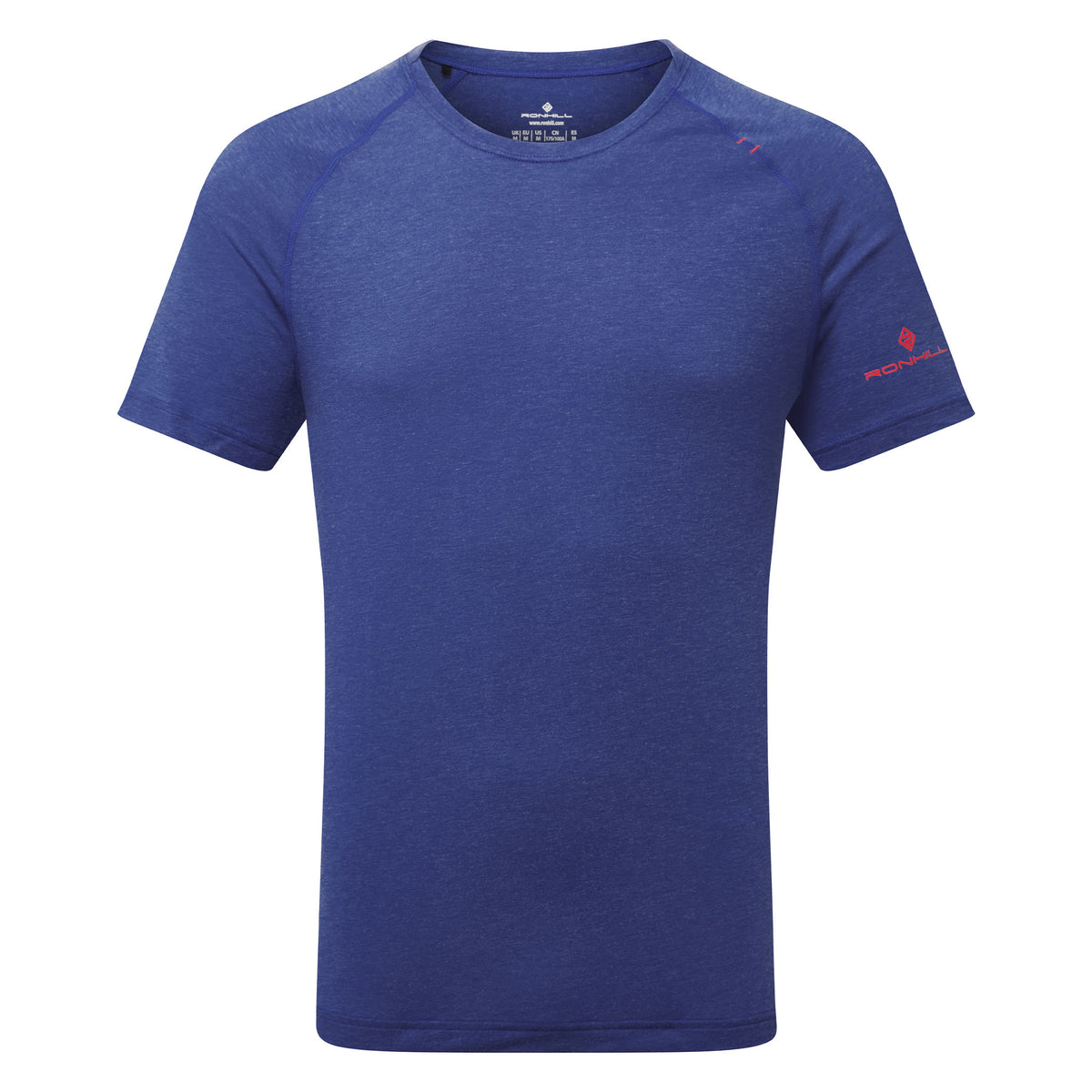 Ronhill Mens Life Tencel Short Sleeve Tee: Dark Cobalt Marl/Flame