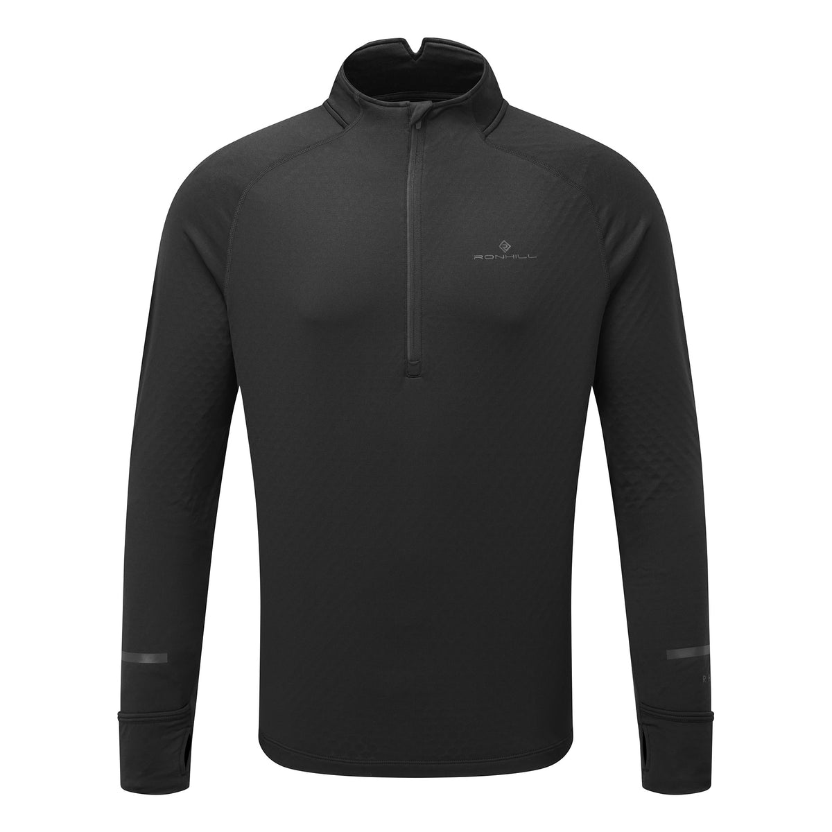 Ronhill Mens Tech Prism 1/2 Zip Tee: Black/Charcoal