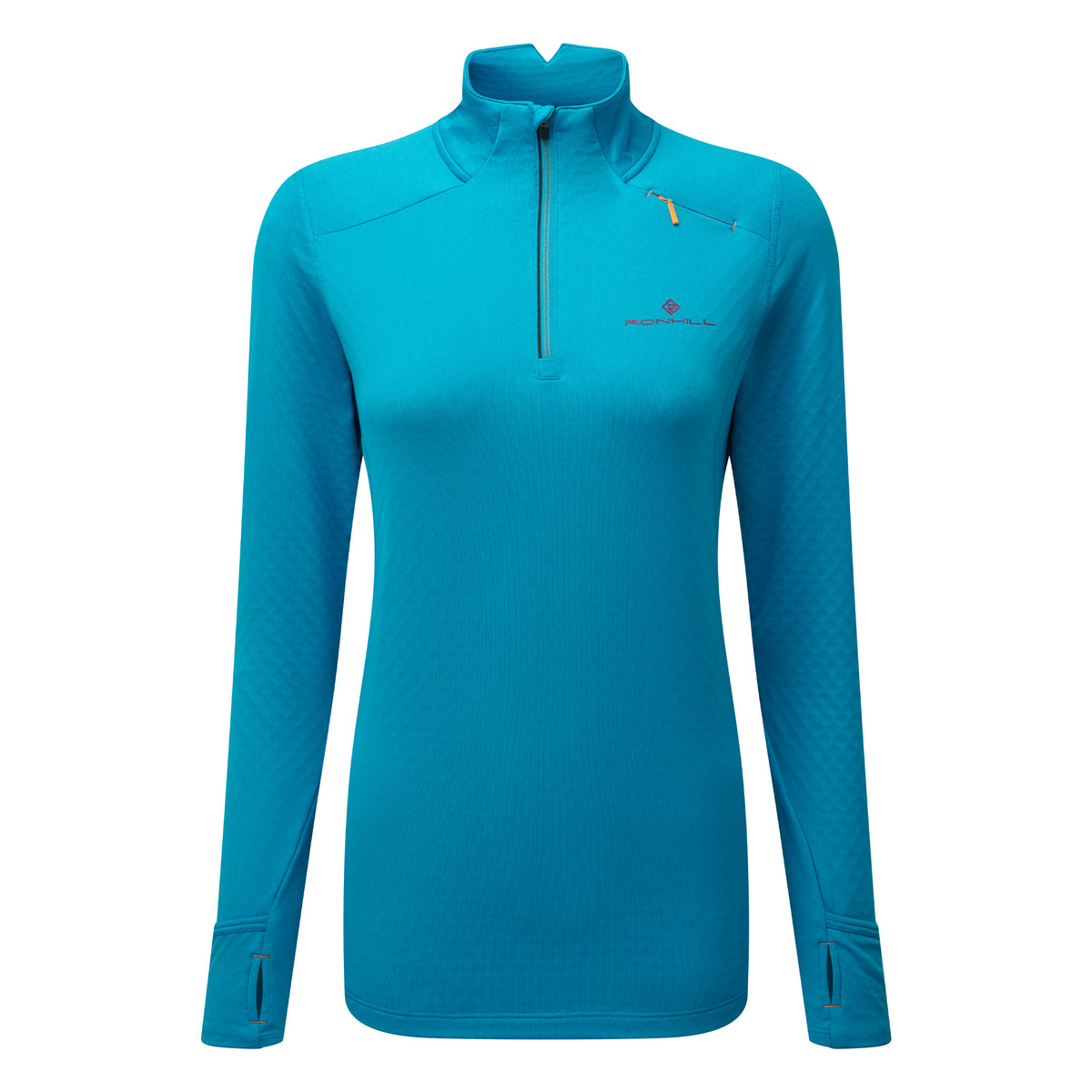 Ronhill Womens Tech Prism 1/2 Zip Tee: Kingfisher/Grape