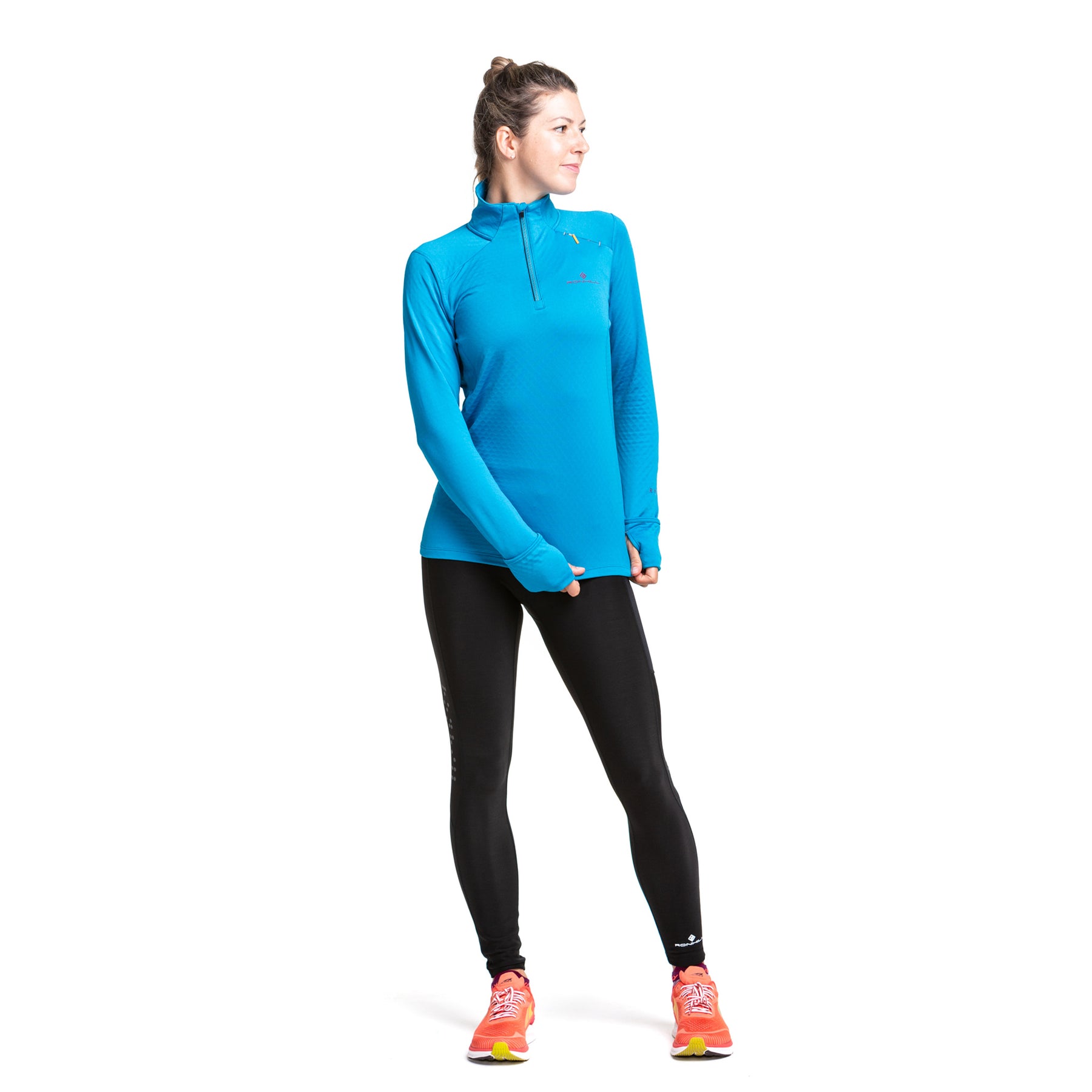 Ronhill Womens Tech Prism 1/2 Zip Tee: Kingfisher/Grape