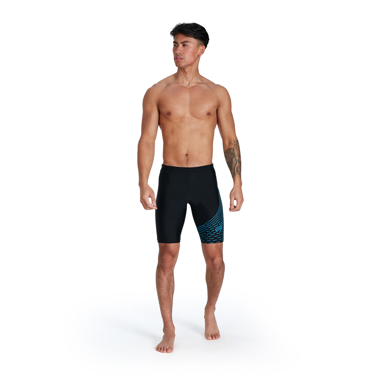Speedo Mens Medley Logo Jammer: Black/Blue