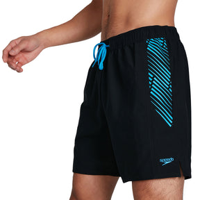 Speedo Men's Sport Printed 16" Watershort: Black/Blue