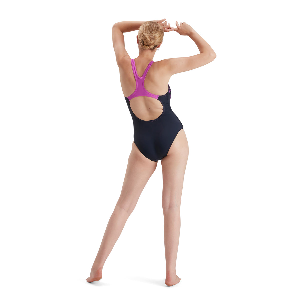Speedo Women's Medley Logo Medalist Swimsuit: Navy/Pink